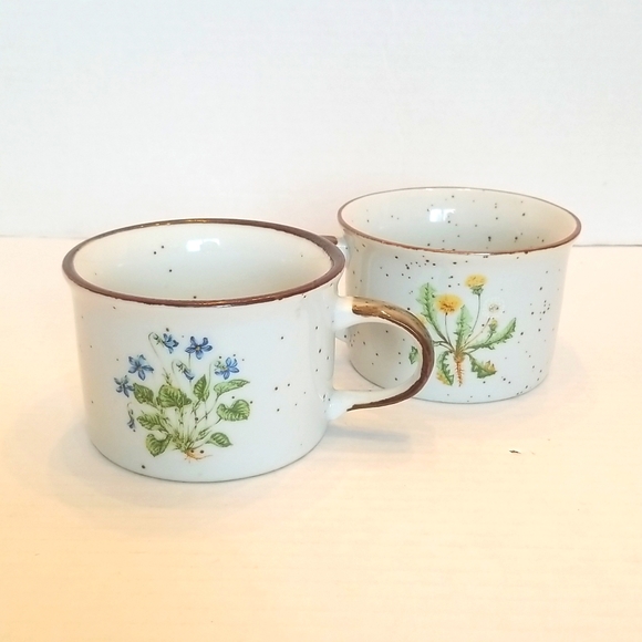 Vintage Ceramic Speckled Wildflower Mugs Anthropologie - Picture 6 of 11